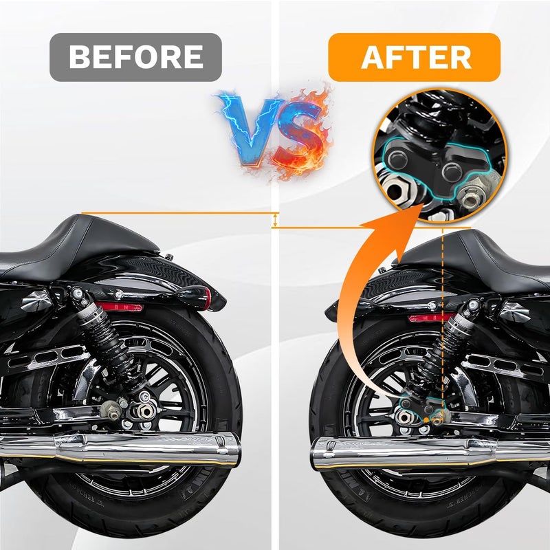 PIKPOP 2 Inch Lowering Blocks Kit for 2002-2025 Harley Davidson, Rear Slam Lowering Blocks Kit for Touring Street Glide, Road King, Electra Glide, Road Glide, Ultra Limited, CVO Limited (Black) - Image 2